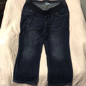 Duo Maternity Underbelly dark wash jean capris L